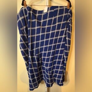 Blue and White Ava & Viv Checkered Skirt-size 3x
